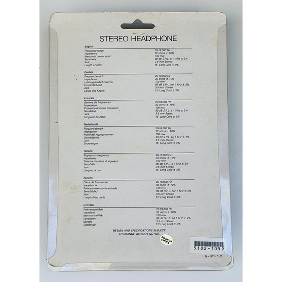 NEW IN BOX Vintage Headphones with Volume Control By Uni Tone - Picture 2 of 2